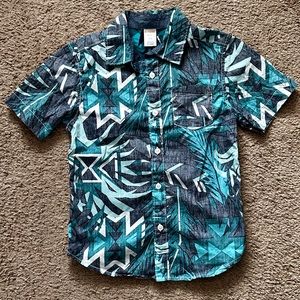 Gymboree Size Small (6/7) - Green Tropical Print Shirt
